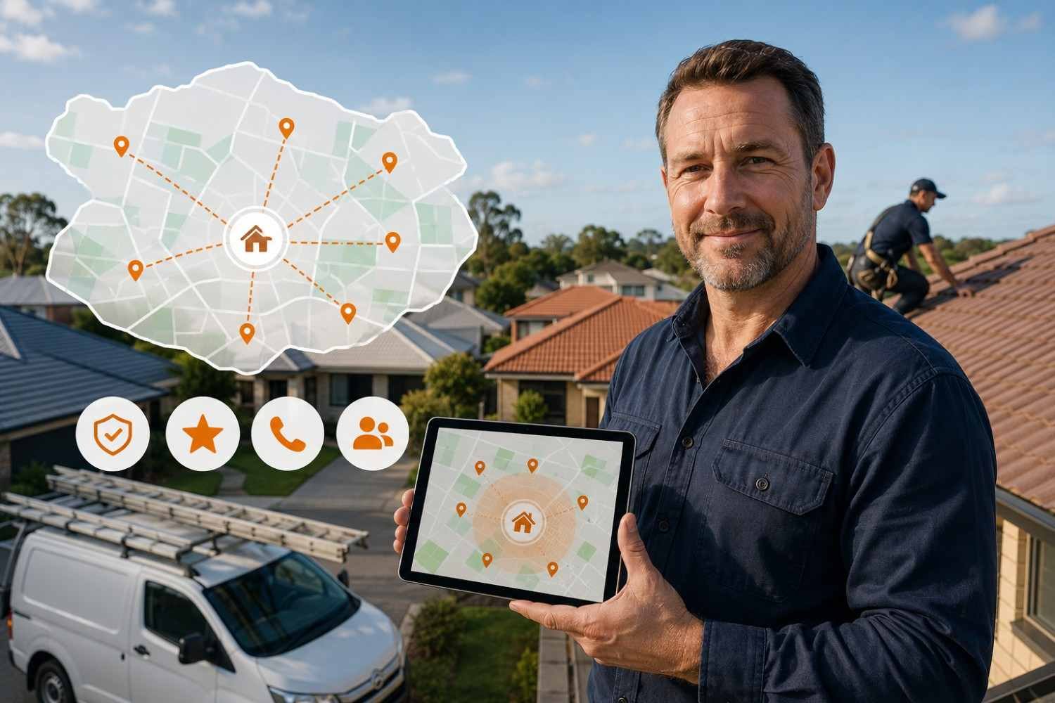 Australian roofing company building local search visibility across genuine service areas
